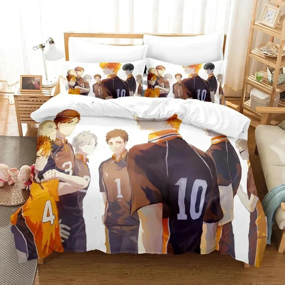 3D-tryck Haikyu Anime Sängkläder Set Pojkar Flickor Twin Queen King Size Påslakan Örngott Säng pojkar Vuxen Hemtextil