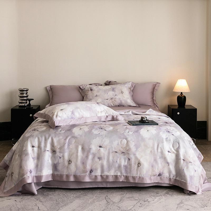Luxury 100% Lyocell Tencel Summer Quilt Set Four-Piece Air Conditioning Quilt High-End Sensation A-Class Baby-Friendly Bedding