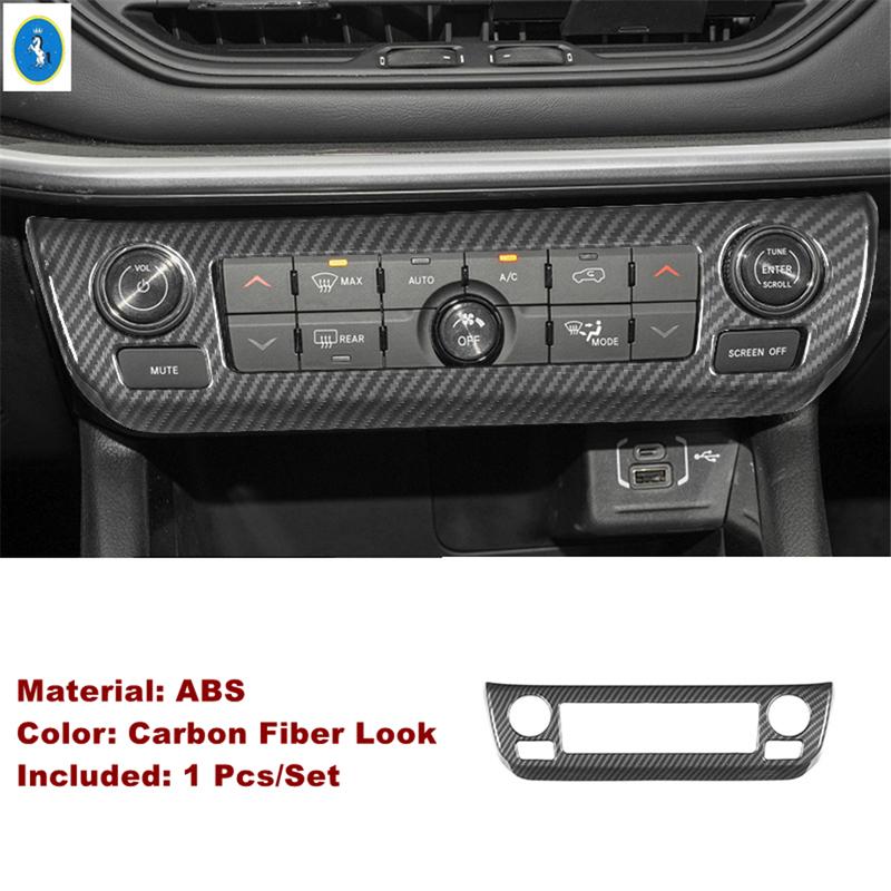 For Jeep Compass - Carbon Fiber Interior Gear Box / Engine Push / Glass Lift Button / Air AC Control Panel Cover Trim