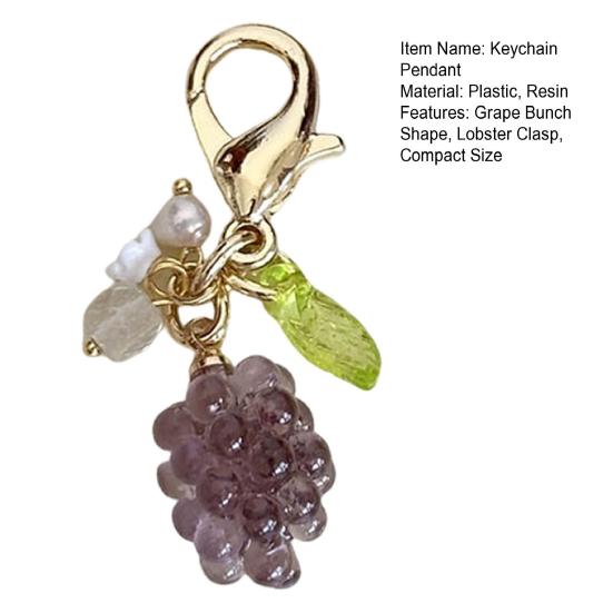 Keychain Pendant Grape Bunch Shape Purse Pencil Case Pendant with Universal Lobster Clasp Decorative Keyring Charm