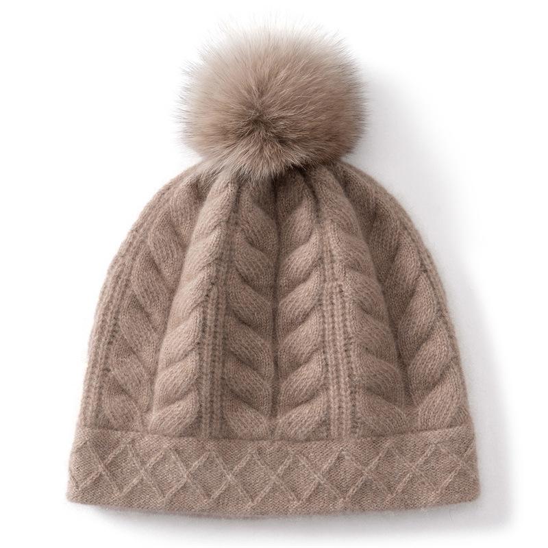 Women s 100% Pure Cashmere Cable Knit Pom-Pom Hat – Stylish, Versatile, and Warm Ear Protection. One Size