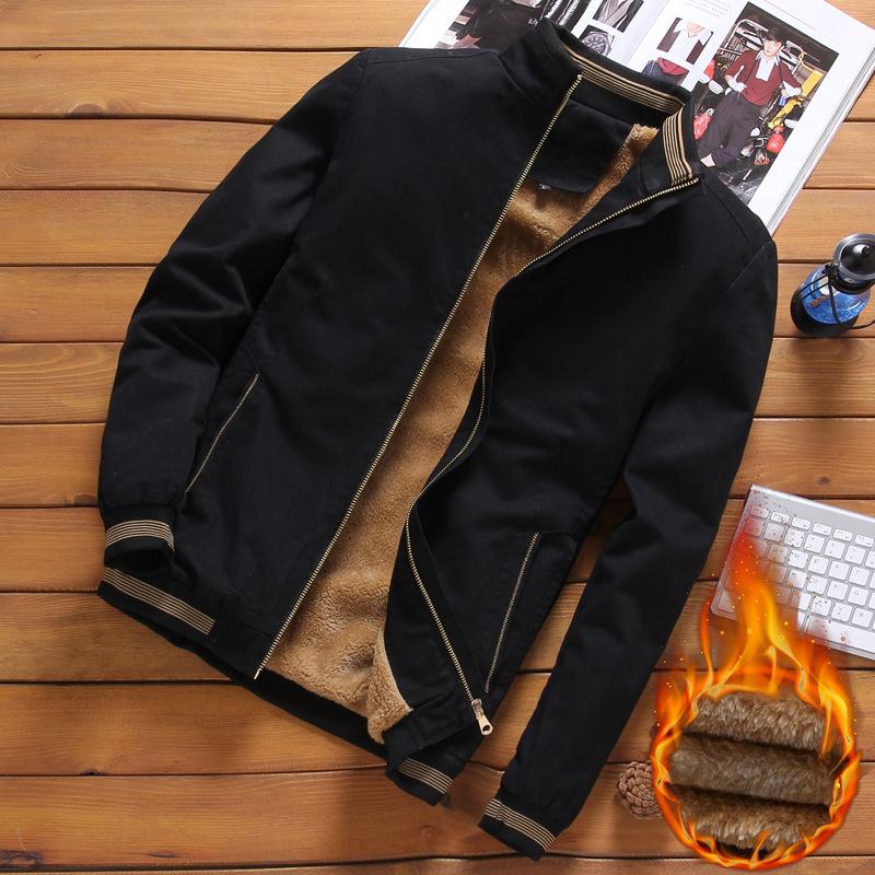 

Autumn, Winter and Winter Pure Cotton Men s Jacket Casual Loose Jacket Men s Fleece Thickened Korean Version Men s Top 5XL чорний