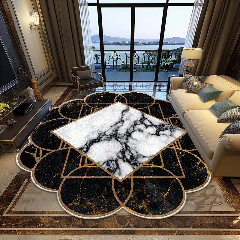 European Style Irregular Shape Living Room Carpet Luxury Decoration Bedroom Soft Large Rugs Office Non-slip Foldable Floor Mat
