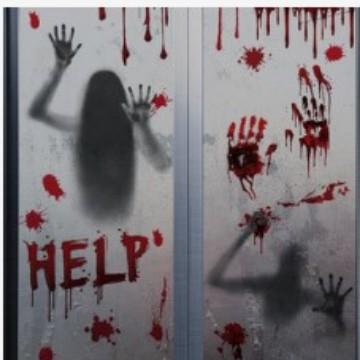 Halloween Shopping Mall Window Ghost Horror Sticker Explosion Halloween Party Decoration Blood Handprint Static Sticker