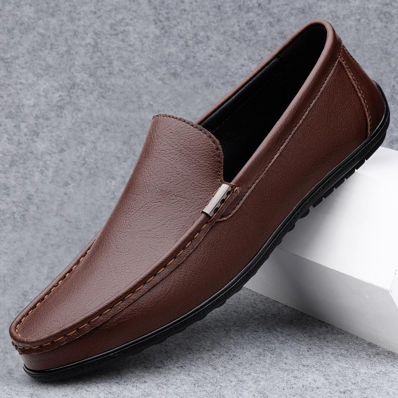 Genuine Leather Loafers Men Design Moccasin Fashion Slip On Soft Flat Casual Men Shoes Adult Male Footwear Handmade Boat Shoes
