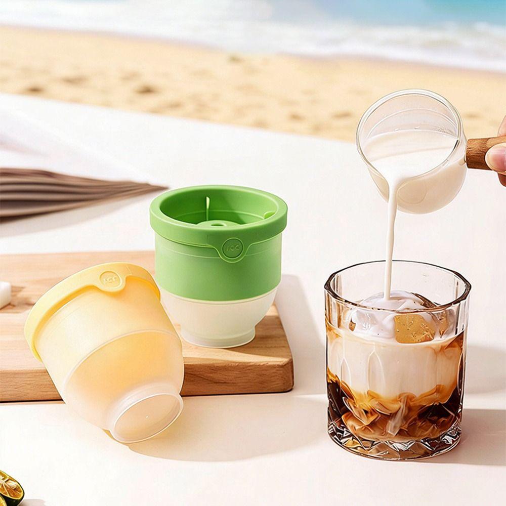 Portable Reusable Ice Ball Mold Silicone Spherical Ice Bucket With Lid Ice Cube Mold For DIY Ice Cream