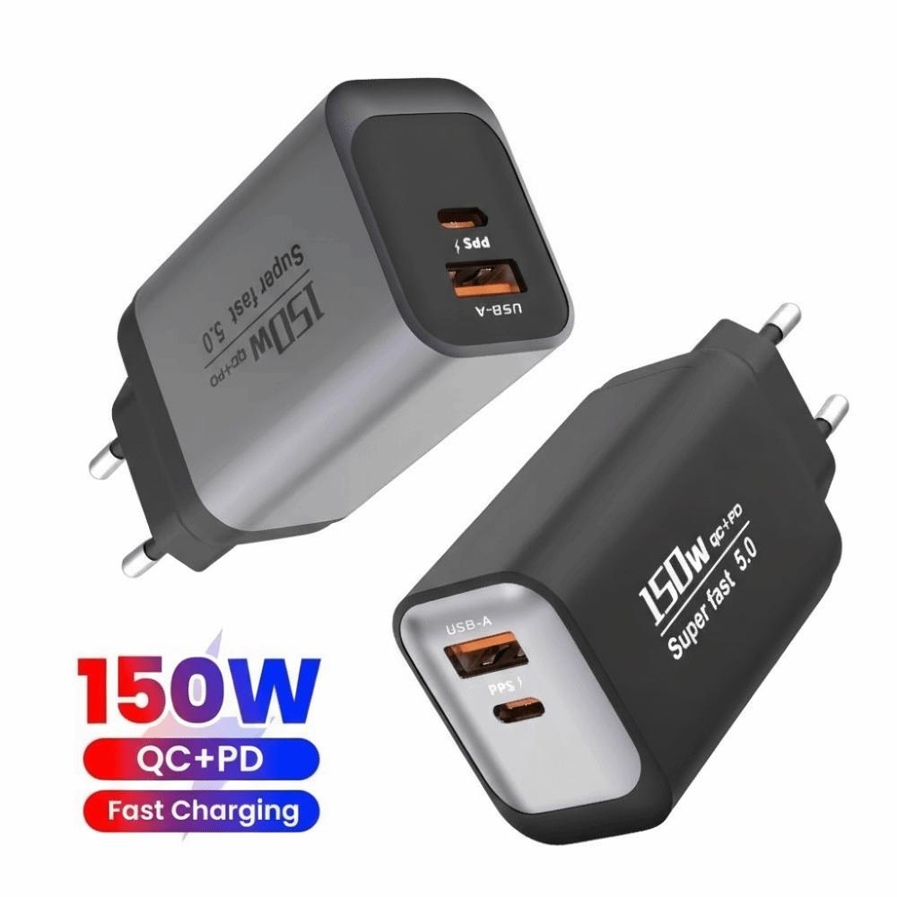 USB A+C 150W Charger Plug EU/US/UK Quick Charge Adapter for Huawei/Xiaomi/Samsung