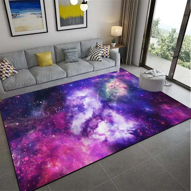 Starry Sky Nebula Print Anti Slip Large Carpet Washable Floor Rug for Living Room Bedroom Dreamy Home Decor