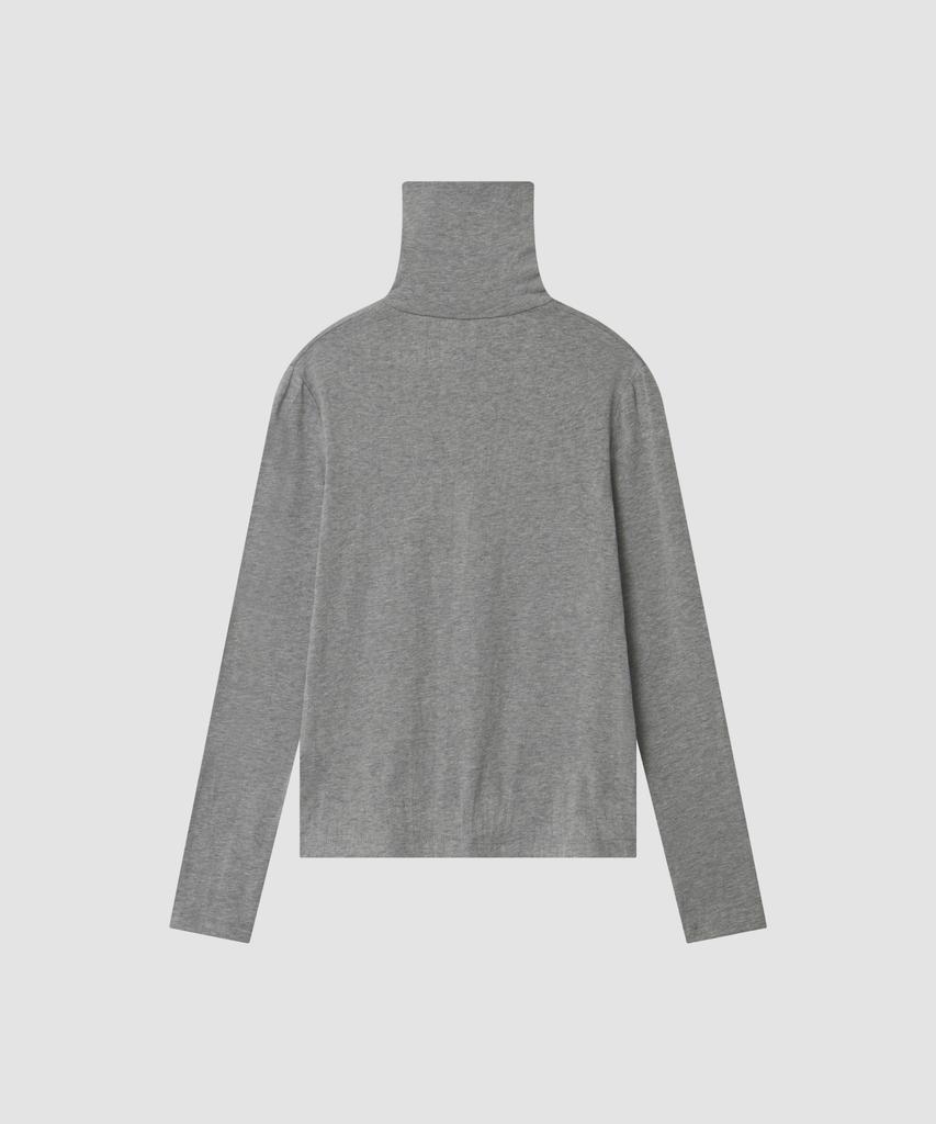 Deolil High-Neck Button Open T_Gray