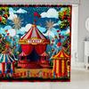 Cartoon Circus Bathroom Curtains Happy Holiday Shower Curtain Sets for Kids Boys Girls Funny Ferris Wheel Shower Curtain Funny