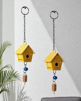 2er Hut Wandhänger Dekoration | Gartenbaum Hängende Glocken Dekoration | Handbemalte Hängende Ornamente für Zuhause Wohnzimmer