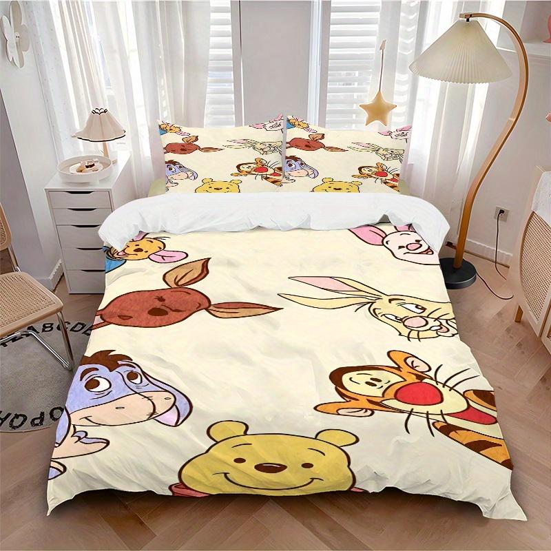 

3pcs set Winnie Pooh Characters1pc of quilt cover+2pcs of pillowcase, no core, print bedding, All Seasons Bedroom Setting002 135x200cm