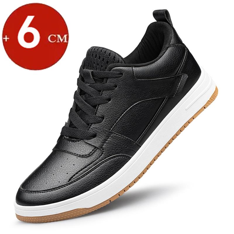 Leather 6cm 8cm Skateboard Elevator Shoes Men Casual Sneakers White Height Increasing Shoes Invisible Man Taller Lifting Flats