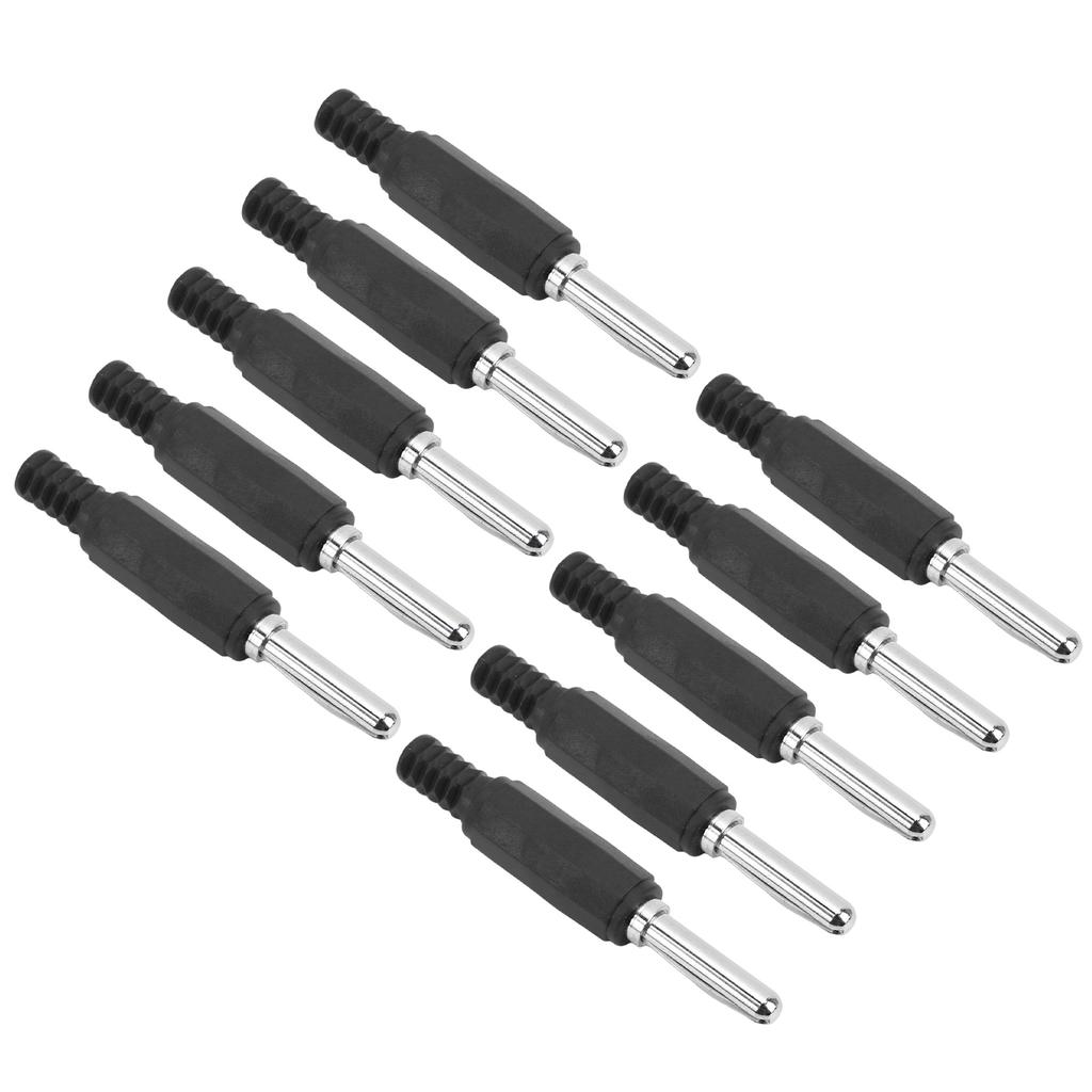 10pcs J.10023 4mm Banana Plug Professional Brass 4mm Male Banana Plug for Security AccessoriesBlack