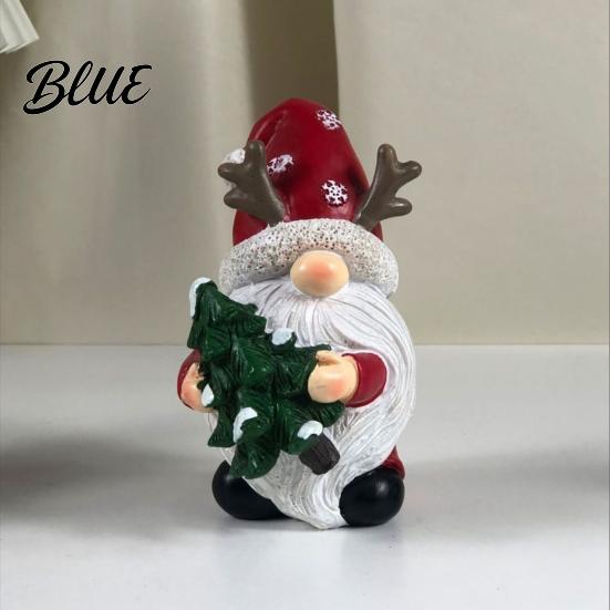 Indoor Christmas Decoration Gnome Figurine Resin Red Santa Dwarf Statue with Tree/Gift Box Festive Ornament for Showcase Tomte Swedish Nordic Table