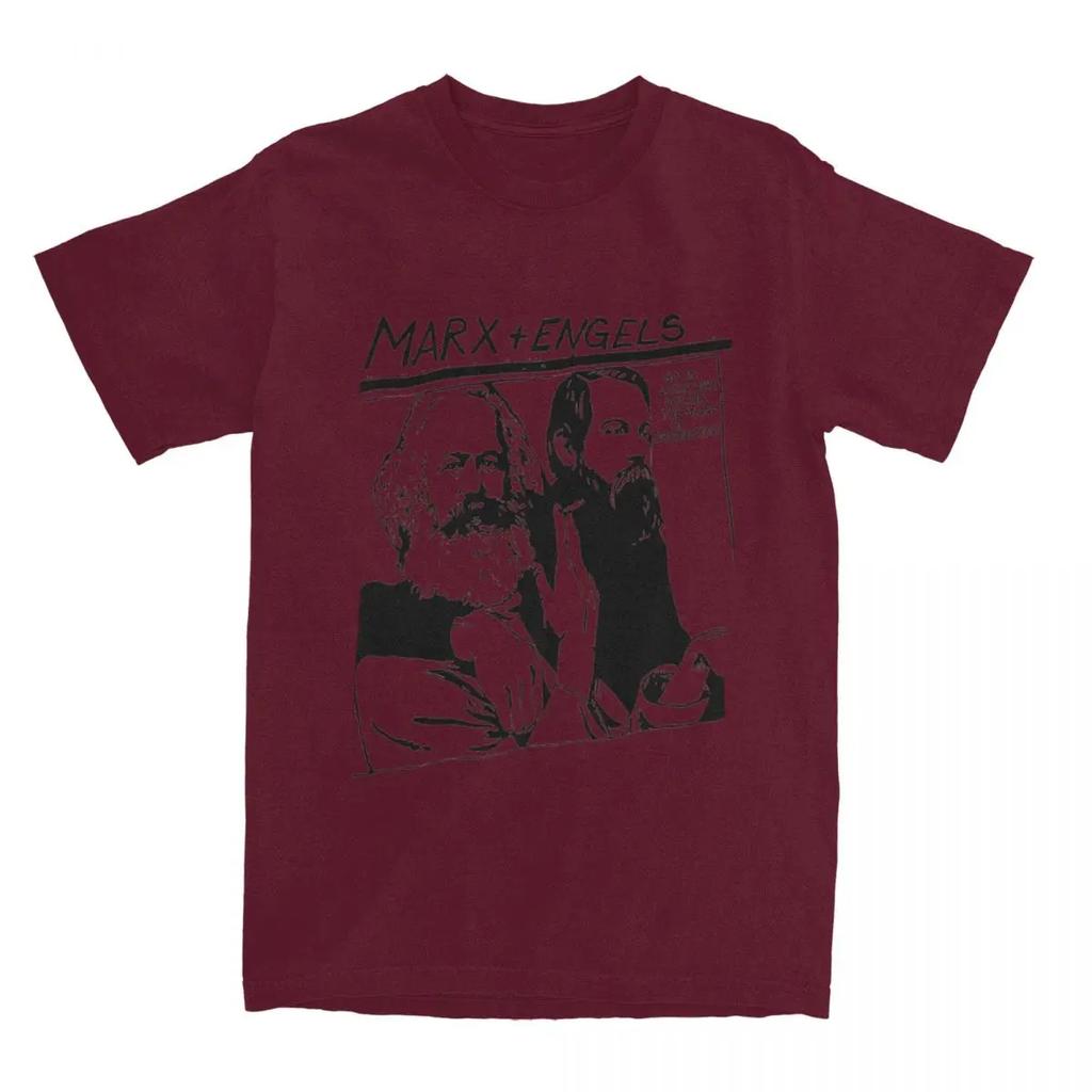 Kurzarm Marxistische Meme T-Shirts Rundhals Kleidung Druck Herren T-Shirt Marx und Engels Vintage 100% Baumwolle T-Shirt