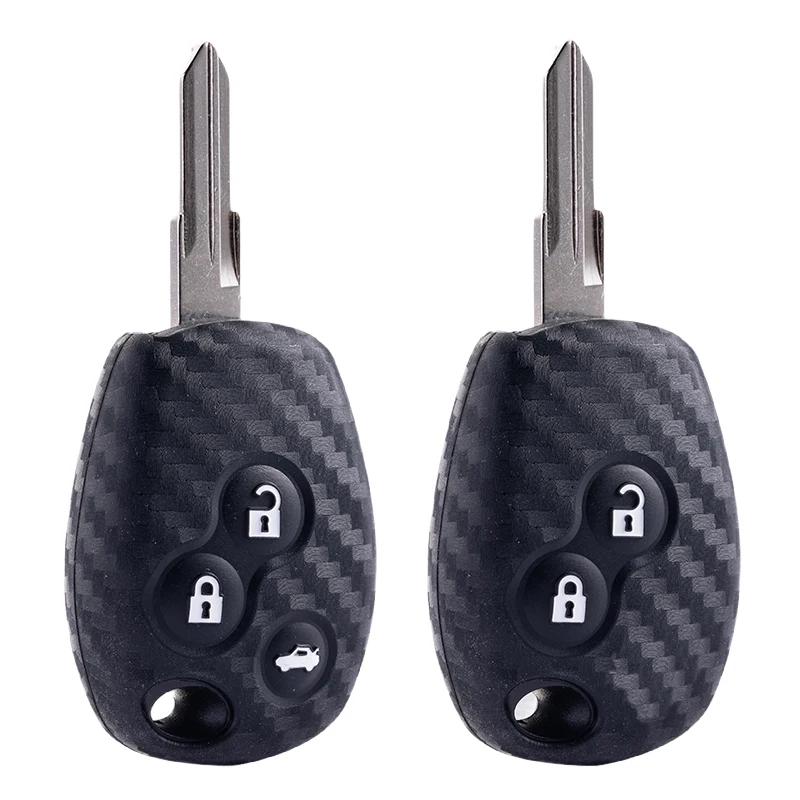Silikon Carbonfaser-Druck Autoschlüsselhülle Für Renault Trafic Clio Duster Logan Dacia Sandero Für Nissan Terrano Almera