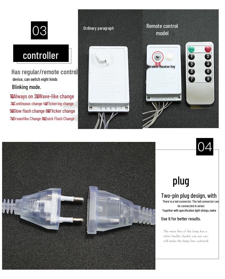 LED Star and Moon Curtain Lights - Waterproof Decorative String Lights for Birthday, Party, and Holiday Décor