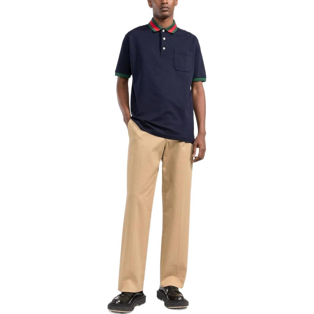 Gucci Web stripe-collar piqué polo shirt 701735-XJELJ-4437