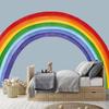 Fabric Large Rainbow Wall Decals Peel and Stick, Precut Original Hand Drawn Colorful Vigor Watercolor Full Rainbow Wall Sticker Decor for Kids