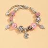 Adjustable Beaded Snake Bracelet Rhinestone Heart Lollipop Puppy Pendant Jewelry for Women Girls