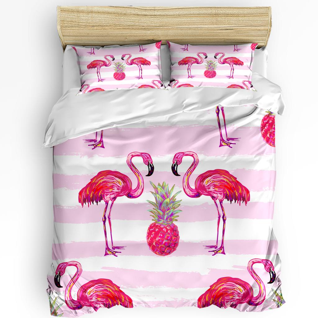 3pcs Bedding Set Pink Flamingo Home Textile Duvet Cover Pillow Case Boy Kid Teen Girl Bedding Covers Set