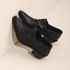 Autumn New Block Heel Single Shoes Women's Pointed Toe Deep Mouth Pleated Non-Slip Wear-Resistant Low Top Shoes