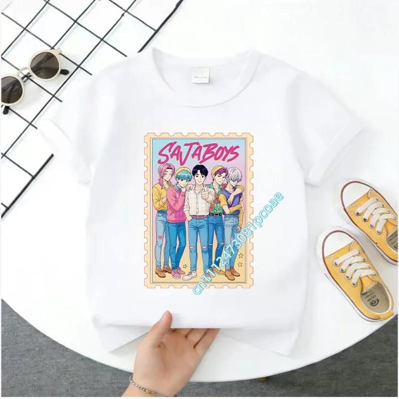 2026 New  K-POP Saja Boys Print Short-Sleeved Spring Summer Clothing for Boys and Girls Cute Polyester T-shirt for Boys and Girls