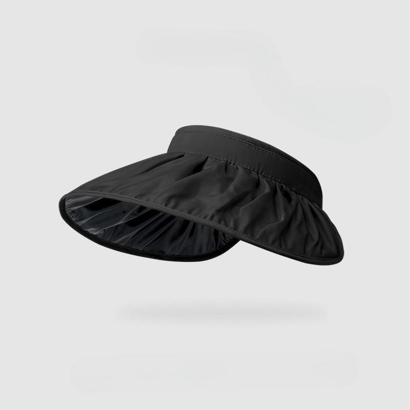 

Summer Women S Sunshade Uv Resistant Empty Top Sunshade Hat Large Brim Sunshade Face Black Rubber Shell Hat Dual-Use Headband чорний