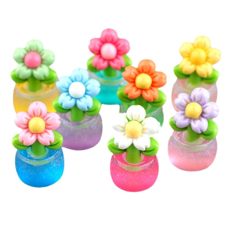 1Pc Uminous Flower Potted Plants Ornament Micro Garden Landscape Decoration Diy Resin Glow Toy Home Living Room Bedroom Decor