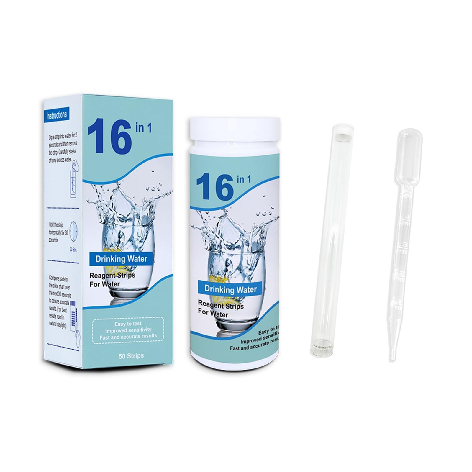 

BTtime Тест якості води 100 тестів Тест-смужки для визначення pH для колодязної та водопровідної води Загальна жорсткість Загальна кількість 16 речовин Тест-смужки для води для тестування питної води 16-в-1