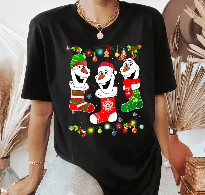 Frozen Olaf Christmas Socks Lights Santa Christmas Is Coming Tshirt S