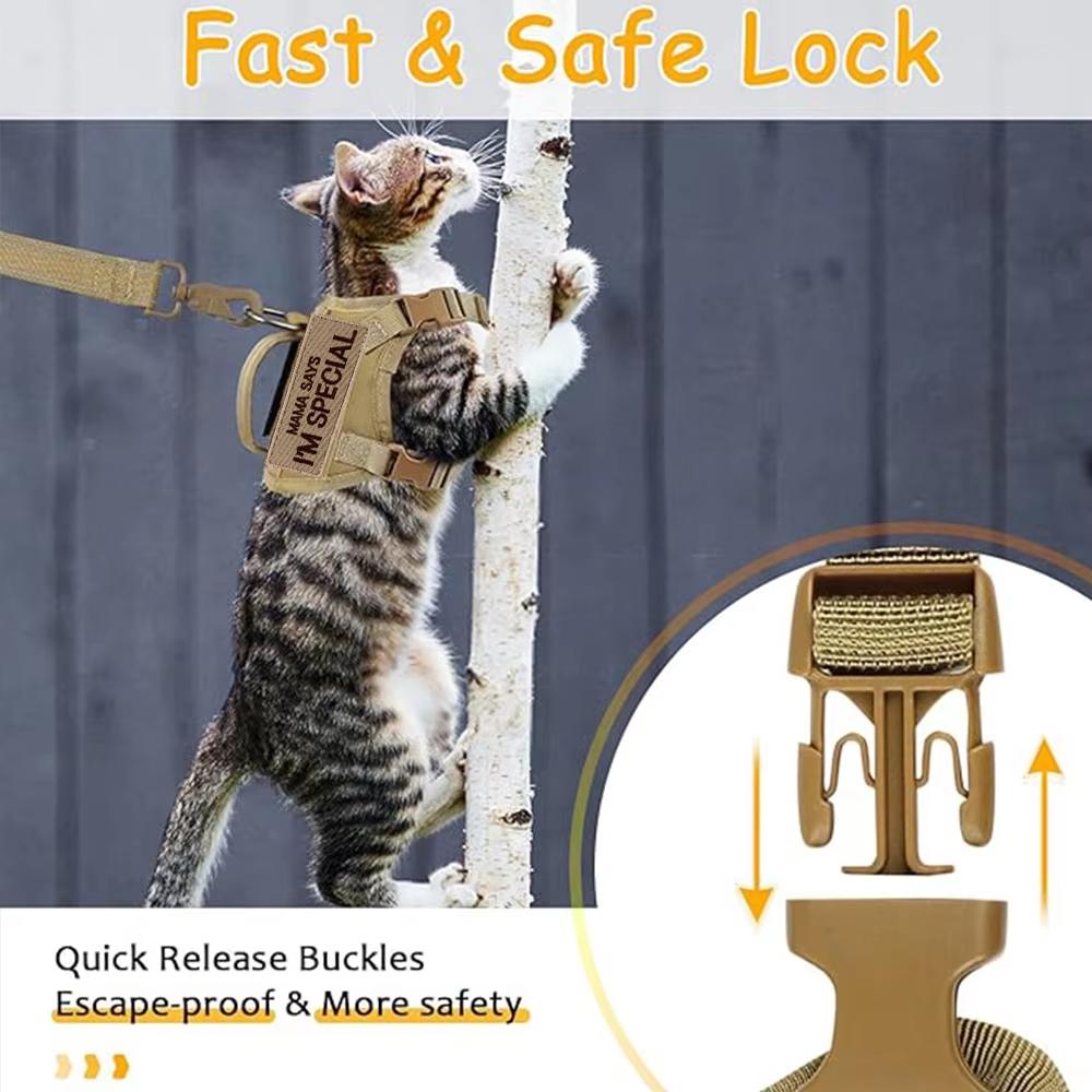 Tactical Cat Chest Harness Vest-style Traction Rope Adjustable Cat Harness Go Out Pet Dogs Prevent Breaking Training Cat Harness
