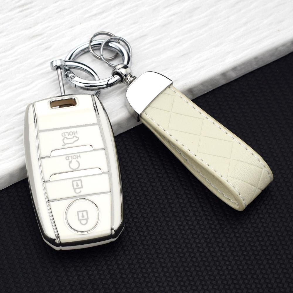 4 Buttons Premium TPU Car Key Fob Cover Protective Shell For Kia K3S KX5 KX3 Cerato Ceed Rio Optima Sorento Niro Soul Key Chains