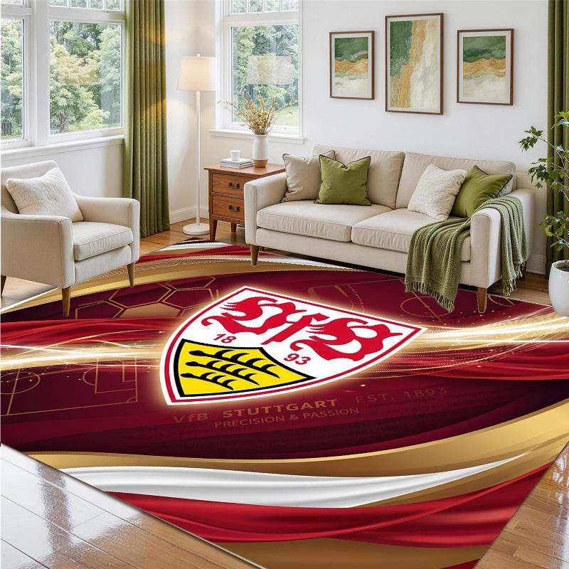 Tappeto in Velluto Cristallo Design Calcio VfB Stuttgart Tappetino Decorativo Morbido per Ingresso Camera da Letto