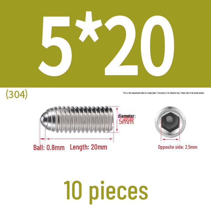 Stainless Steel Ball Plunger Set: M2.5-M16 Ball Screw Positioning Spring Plunger