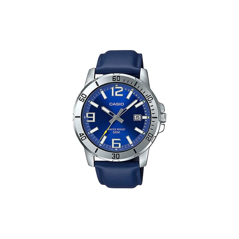 

Casio STANDARD series waterproof pointer business quartz movement leather strap Japanese and Korean watch men s watch blue dial MTP-VD01L-2BV синий