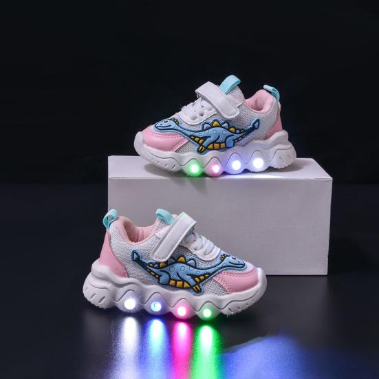 Kinder-Sportschuhe mit Dinosaurier-Motiv, atmungsaktive Mesh-Sneaker für Jungen und Mädchen, Kleinkinder, leichte Lauflernschuhe mit rutschfester Innensohle, für draußen und drinnen, für die Schule
