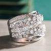 Luxury Crystal Female White Zircon Stone Ring Vintage Silver Color Wedding Jewelry For Women