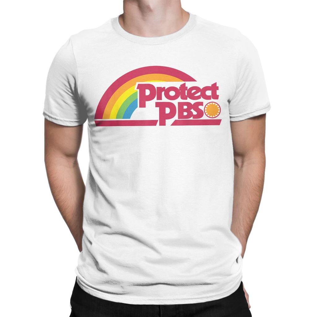 Men's Protect P.B.S Save Public Broadcasting Service T Shirts Rainbow Cotton Tops Short Sleeve Round Neck Tees Gift Idea T-Shirt