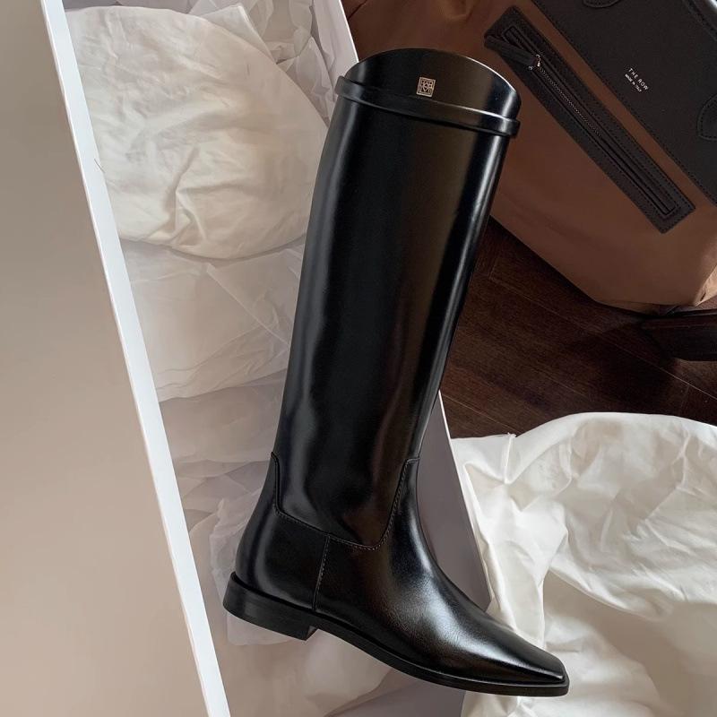 

Shoes Square Head Cowhide Skinny Belt Buckle But Knee Thick Heel Platform Knight Boots 40