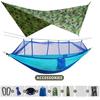 260x140cm Outdoor Double Camping Hammock with Mosquito Net and Rain Fly Tarp Lightweight Parachute Hammocks for Travel Hiking