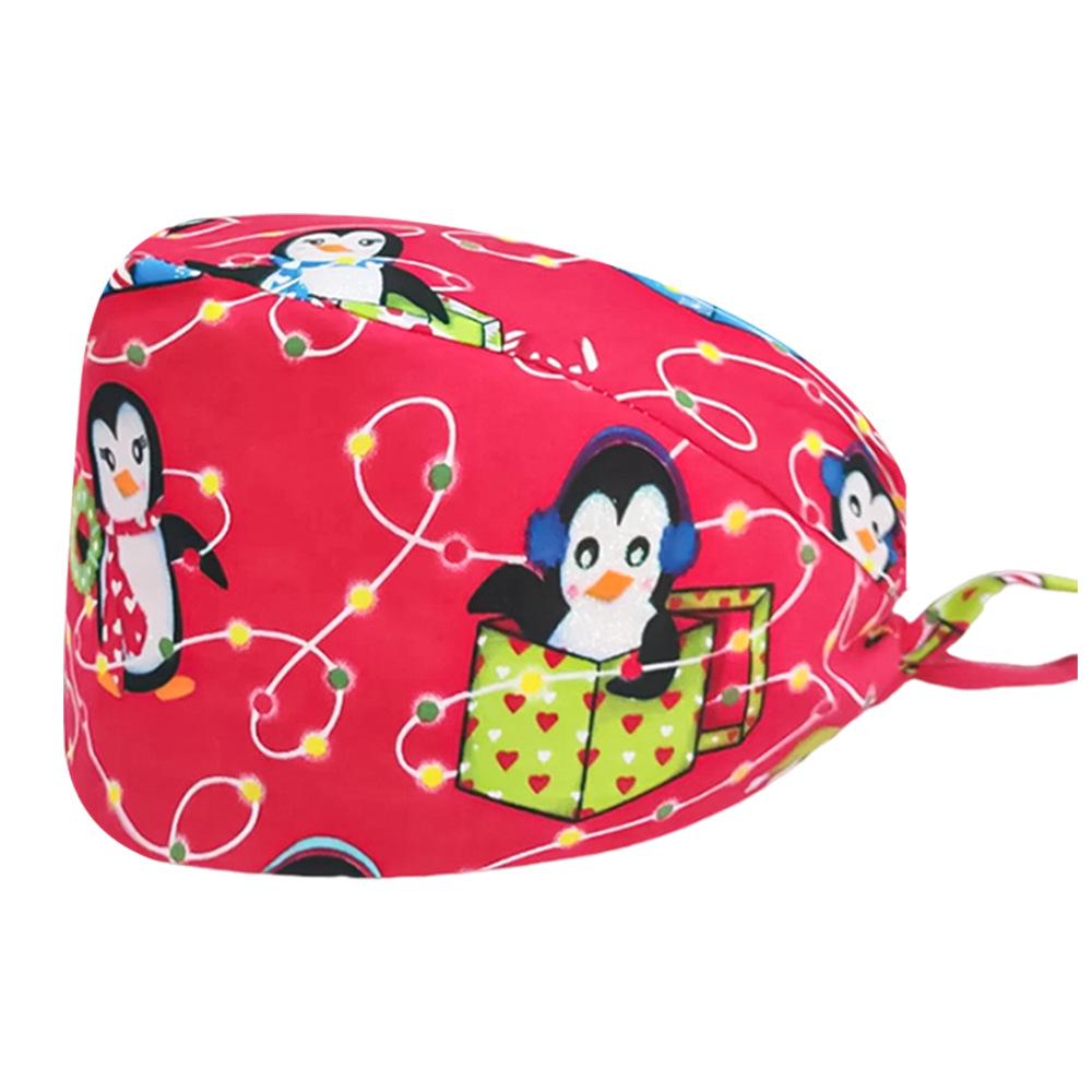 Cute Christmas Cartoon Surgical Cap - Comfortable Cotton Dustproof Head Cover for Chefs & Nurses