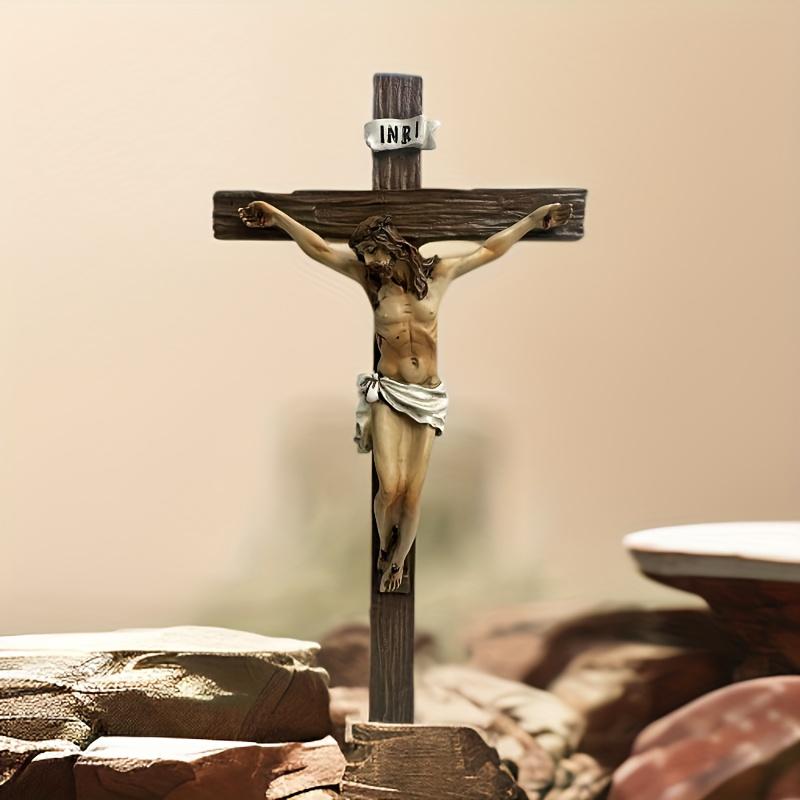 Traditional Cross Wall Hanging - Resin Statue of The Cross - Suitable for Christmas, Easter, and New Year Seasonal Religious Home Decorations