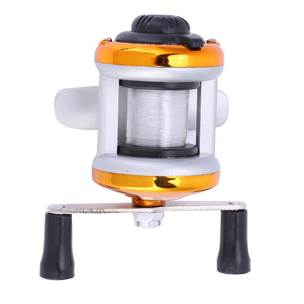Deukio Portable Winter Ice Fishing Reel Wheel with Wire Outdoor Casting Tackle (Golden)