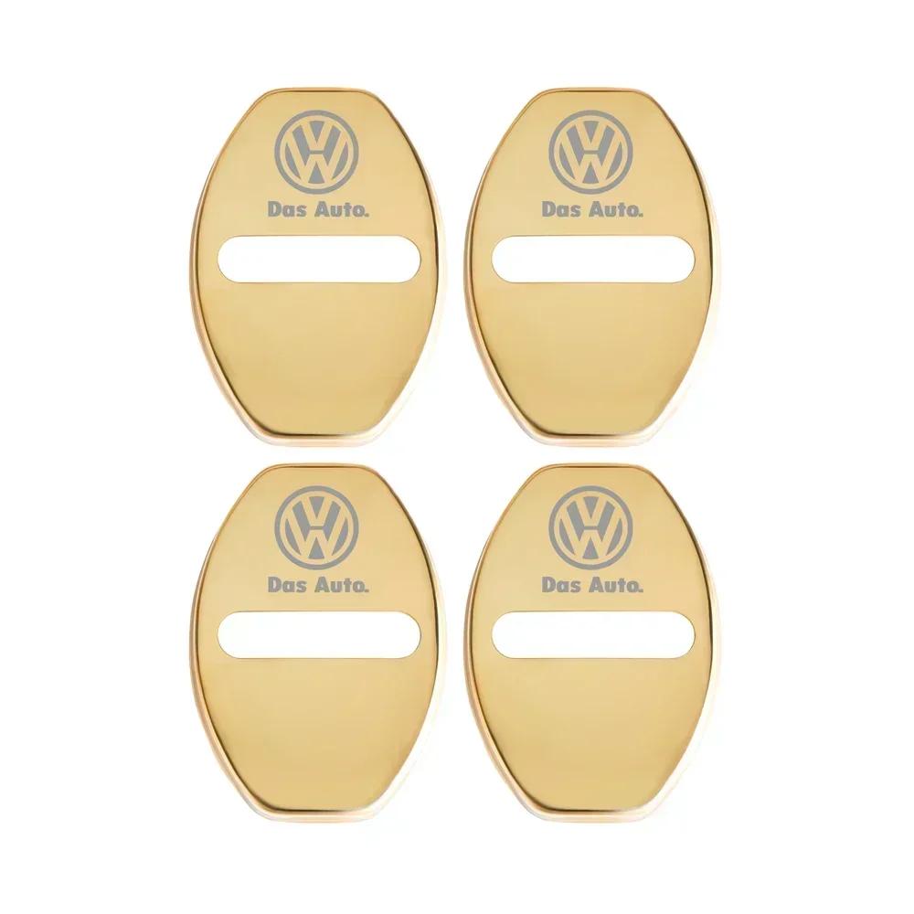 4pcs Car Door Lock Protective Cover Metal Sticker For Volkswagen VW GTI R Golf Polo Tiguan Passat Jetta Lavida Rline Accossories zj3