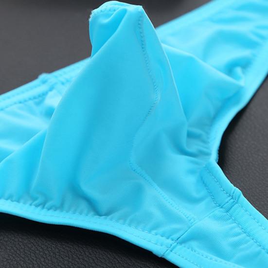 Men Briefs Elastic Solid Color T-shaped Thong Ice Silk Low Waist Quick Dry