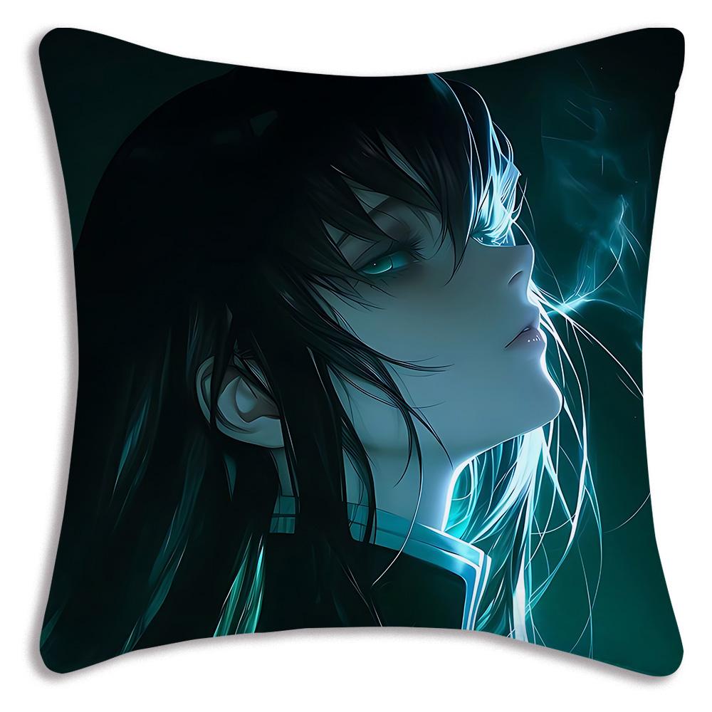 Muichiro Tokito Anime Pillow Covers Cartoon Sofa Decorative Home Doublesided Printing Short Plush Cute Cushion Cover