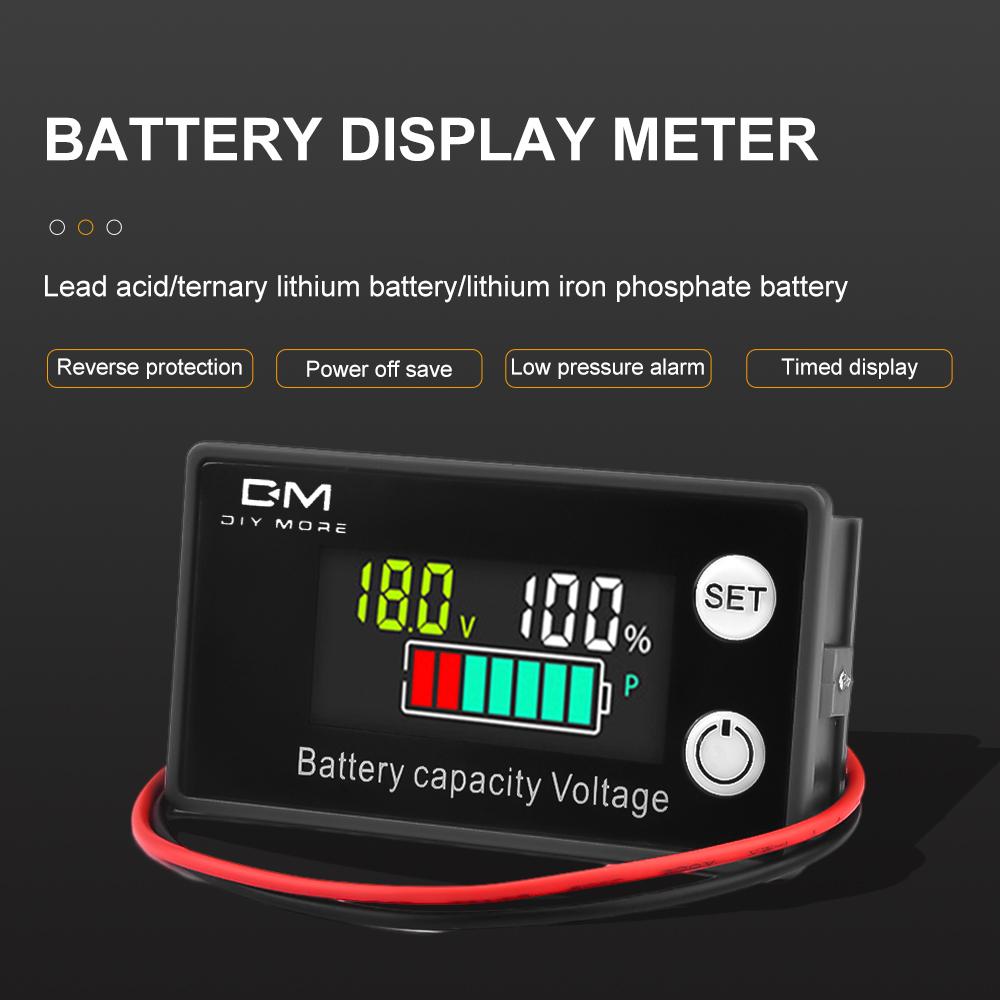 DM 6133A LCD Battery Capacity Indicator Temperature Alarm DC 8V-100V Lead Acid Lithium LiFePO4 Voltmeter Voltage Gauge 12V 24V