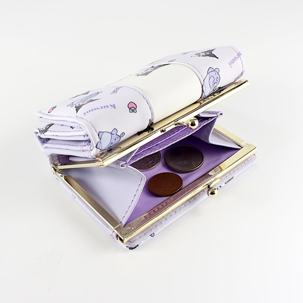 Wallet with Sanrio Kuromi [Aldi] Tri-fold Clasp, Characters, SR36-2, Women's,